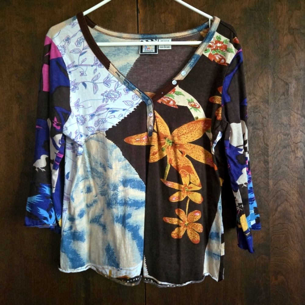 Take Two Multicolor Floral Boho Top